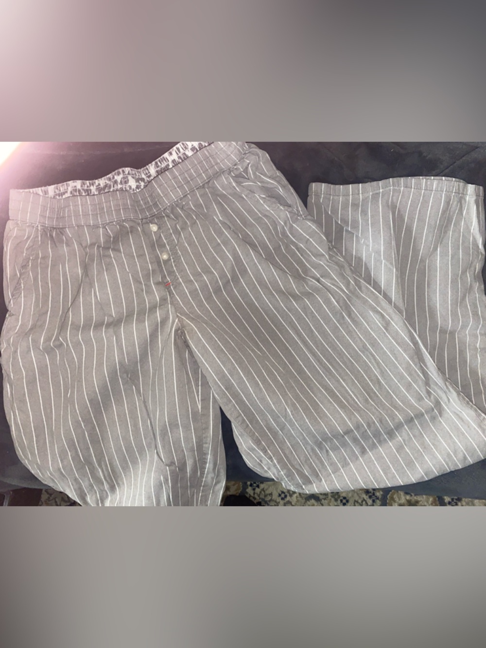 aerie Gray Pinstripe Elastic-Waist Shorts